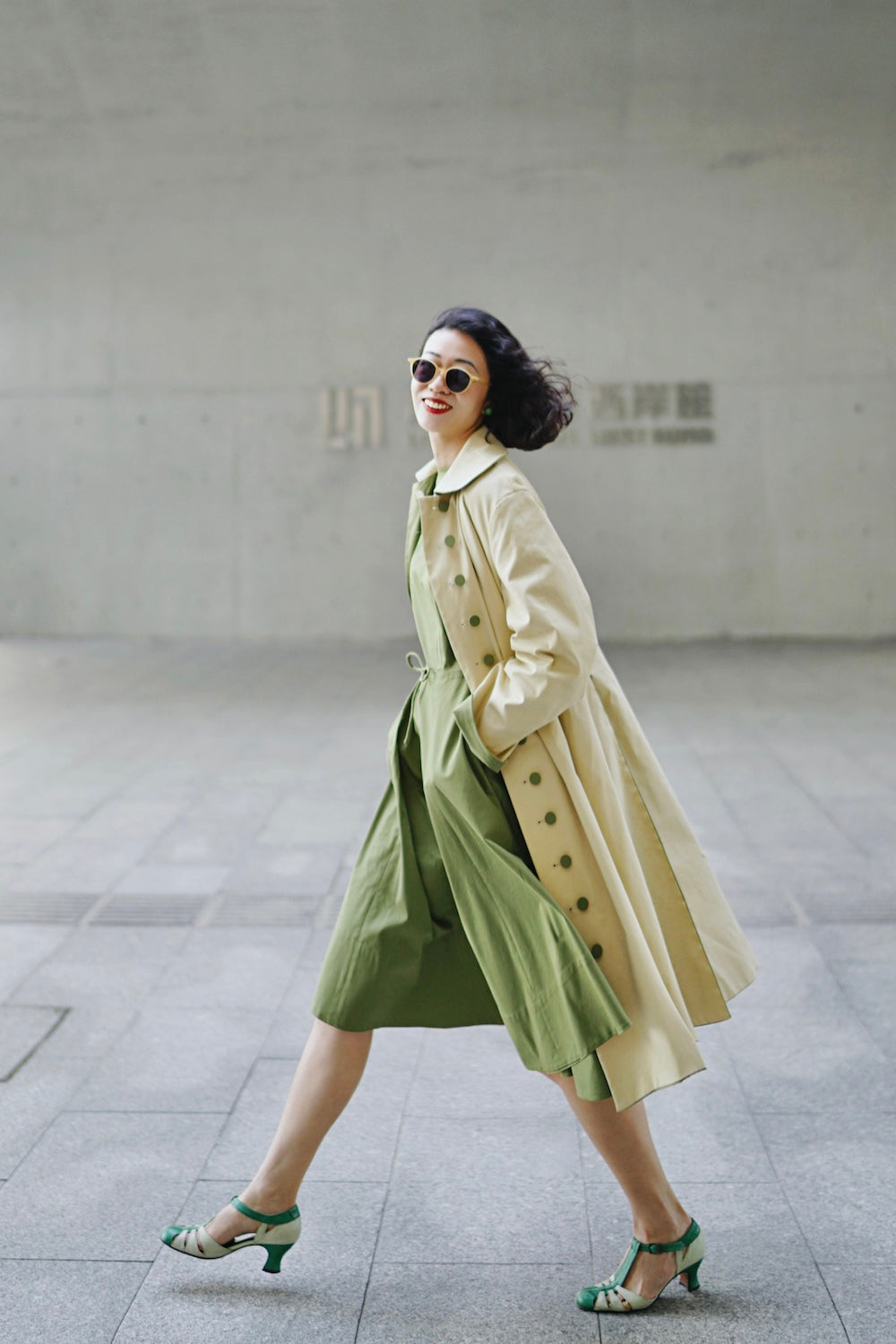 1950s｜Reversible Two-tone Swing Coat （Green）