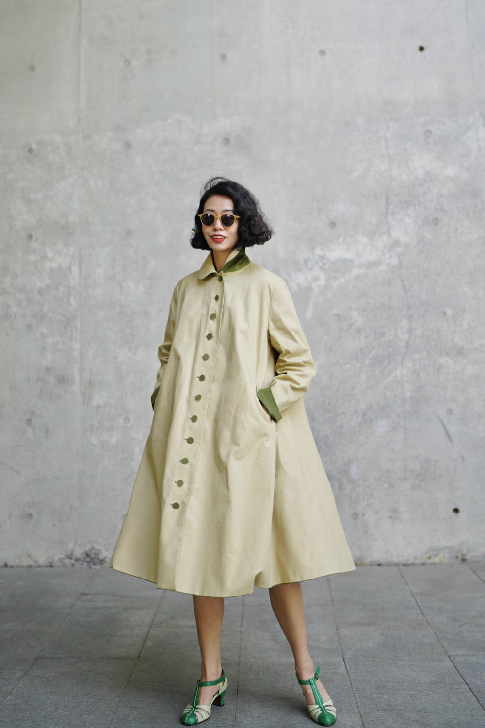 1950s｜Reversible Two-tone Swing Coat （Green）