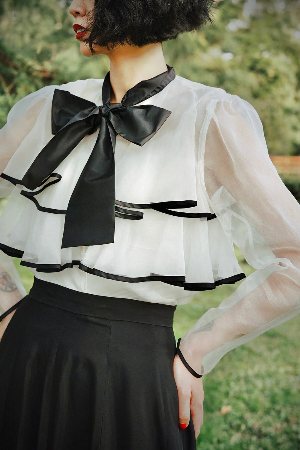 1930s | Large Bow Organza Blouse