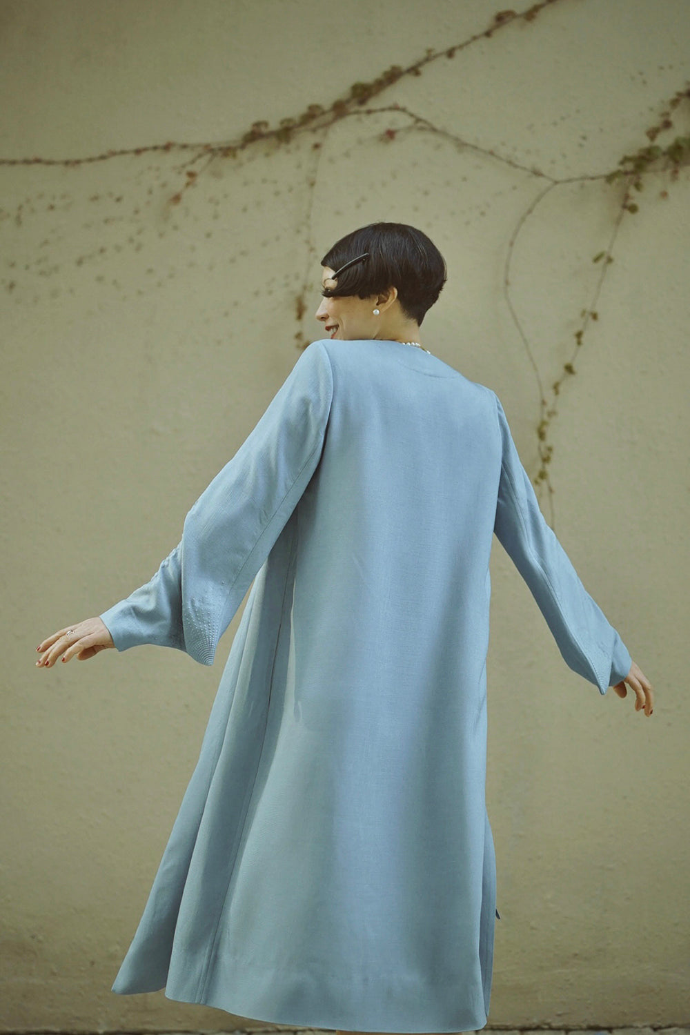 1920s｜Radiant stripe seed embroidery coat(Blue)