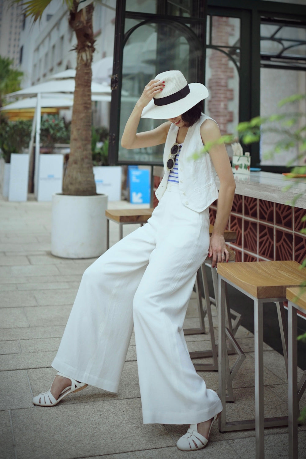 1930s｜White Wide-leg Pants & Short Jacket