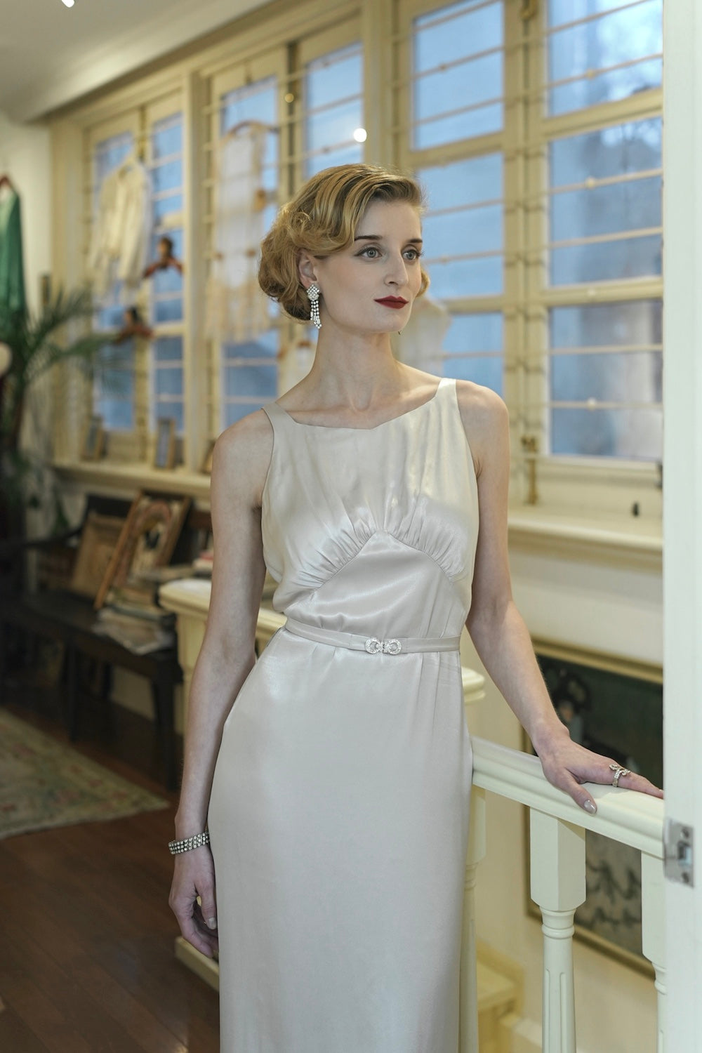 1930s｜Moon Goddess Silver Gown Set