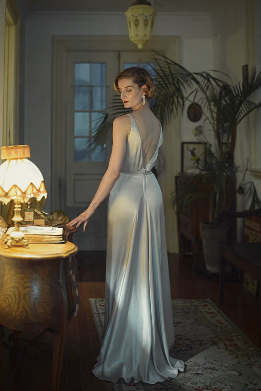 1930s｜Moon Goddess Silver Gown Set