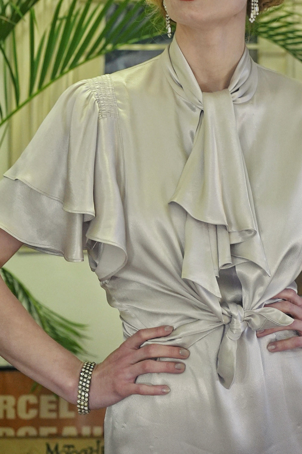 1930s｜Moon Goddess Silver Gown Set