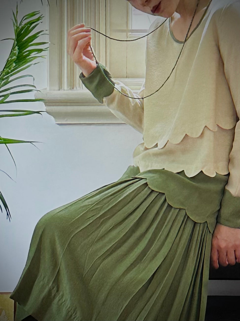 1920s｜Green Fluted Hem Dress