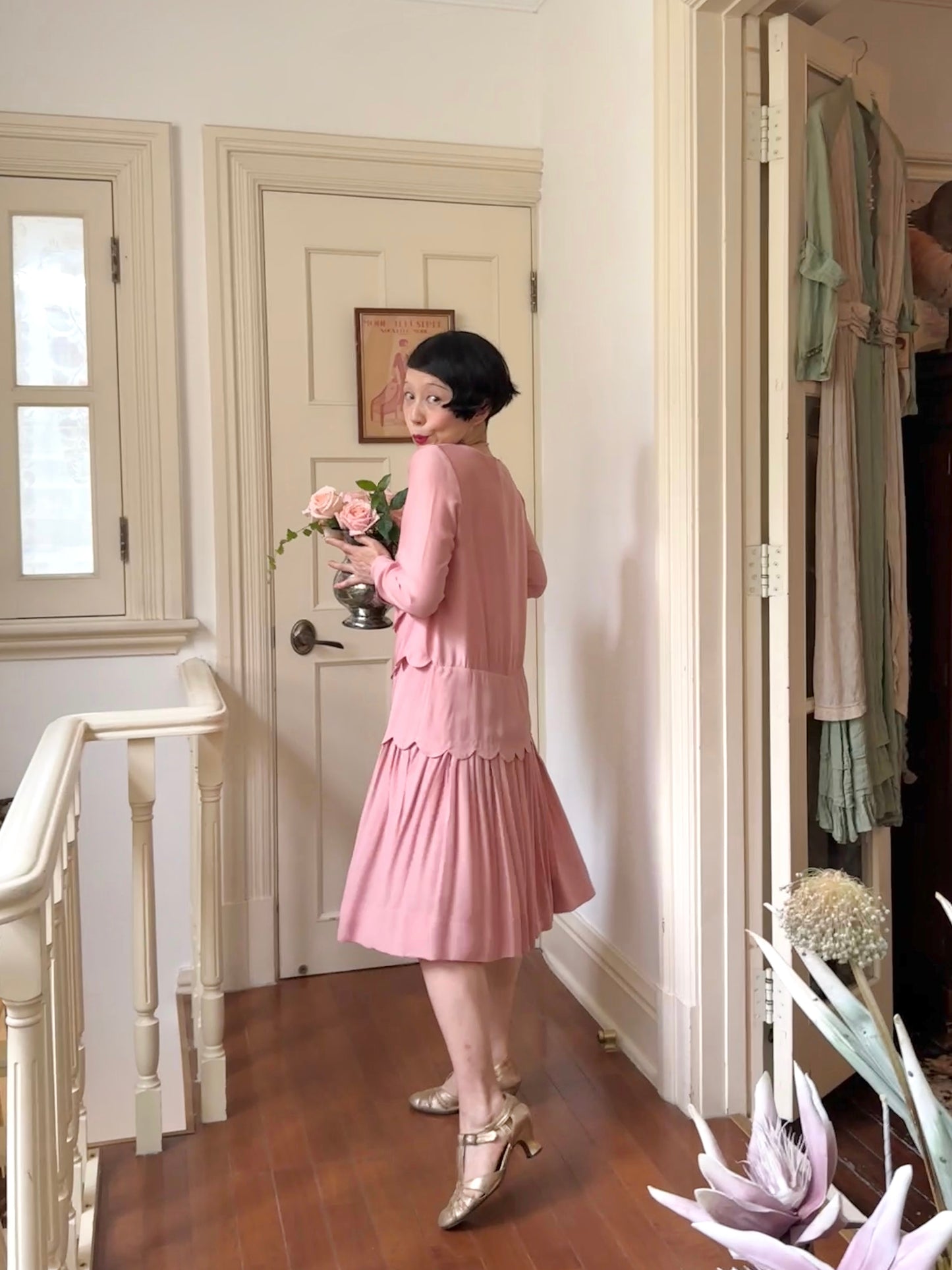 1920s｜Pink Fluted Hem Dress