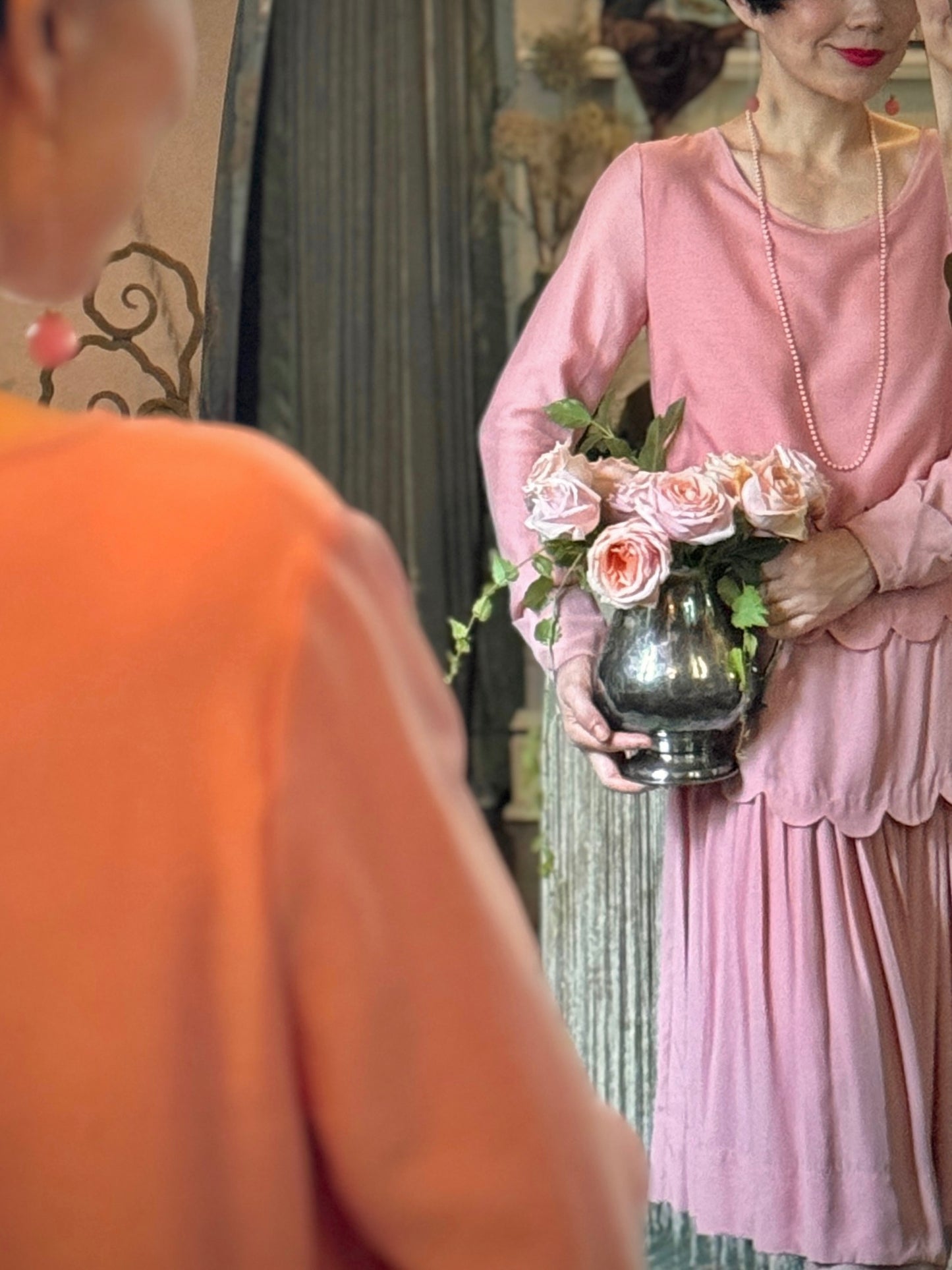 1920s｜Pink Fluted Hem Dress