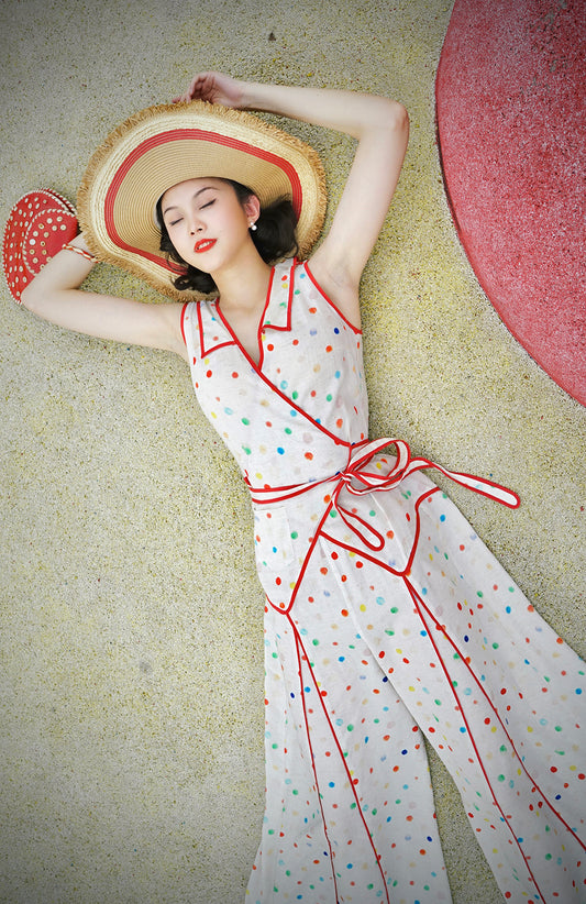 1920s｜Colorful Polka Dot Beach Pajama