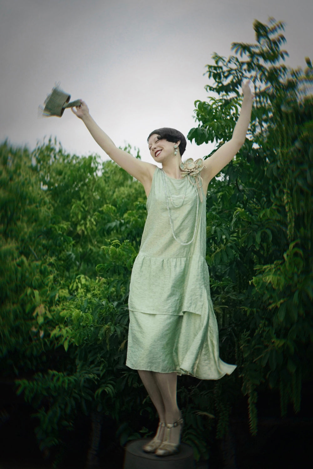 1920s | Green flower flapper dress