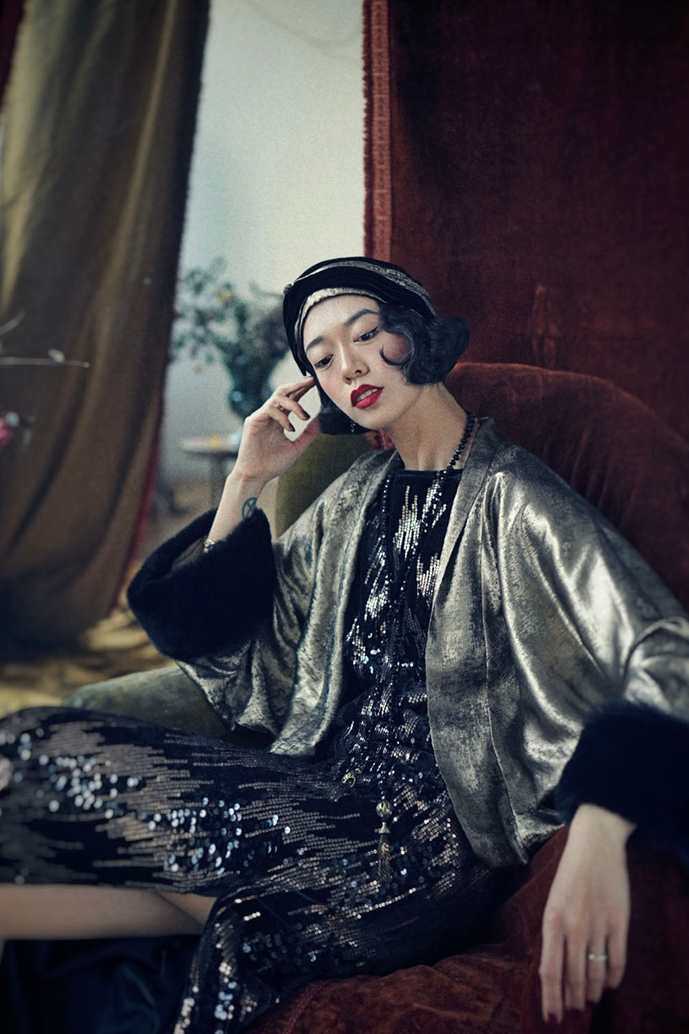 1920s｜Lamé Gold Shawl Jacket
