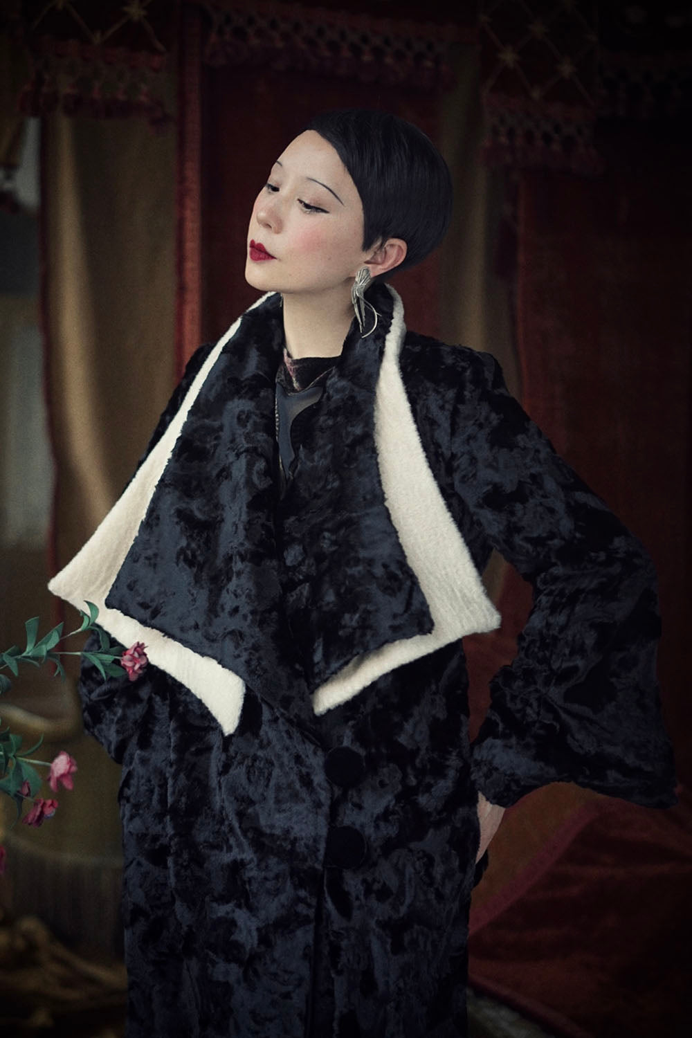 1920s｜Faux Mink Fur Modern Coat (with Scarf)