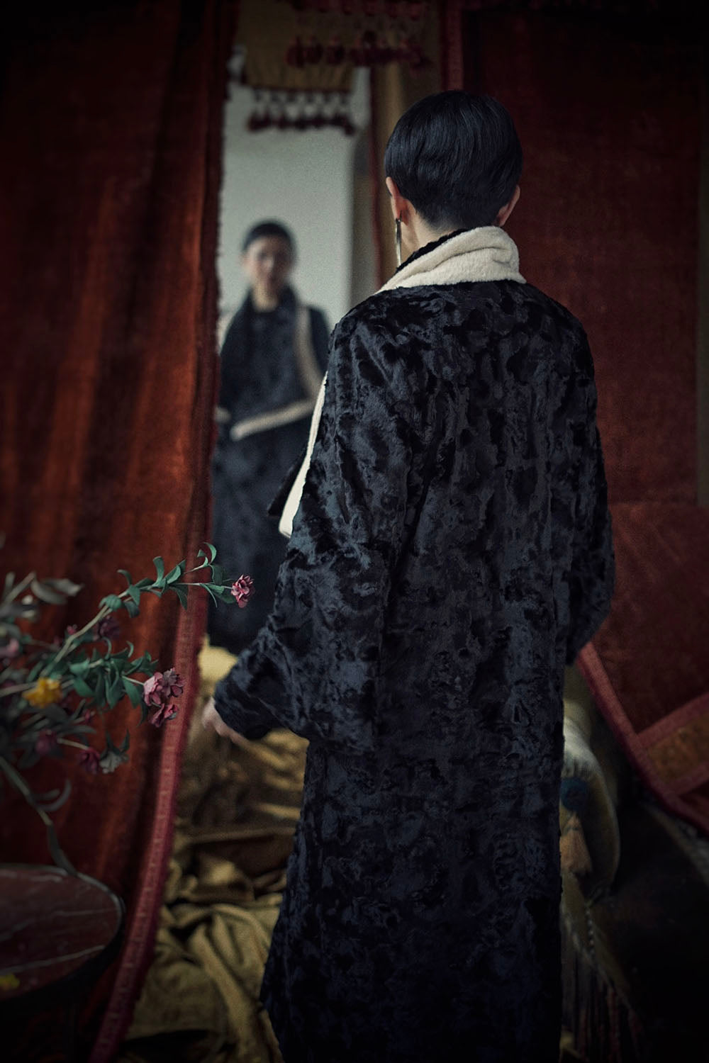 1920s｜Faux Mink Fur Modern Coat (with Scarf)