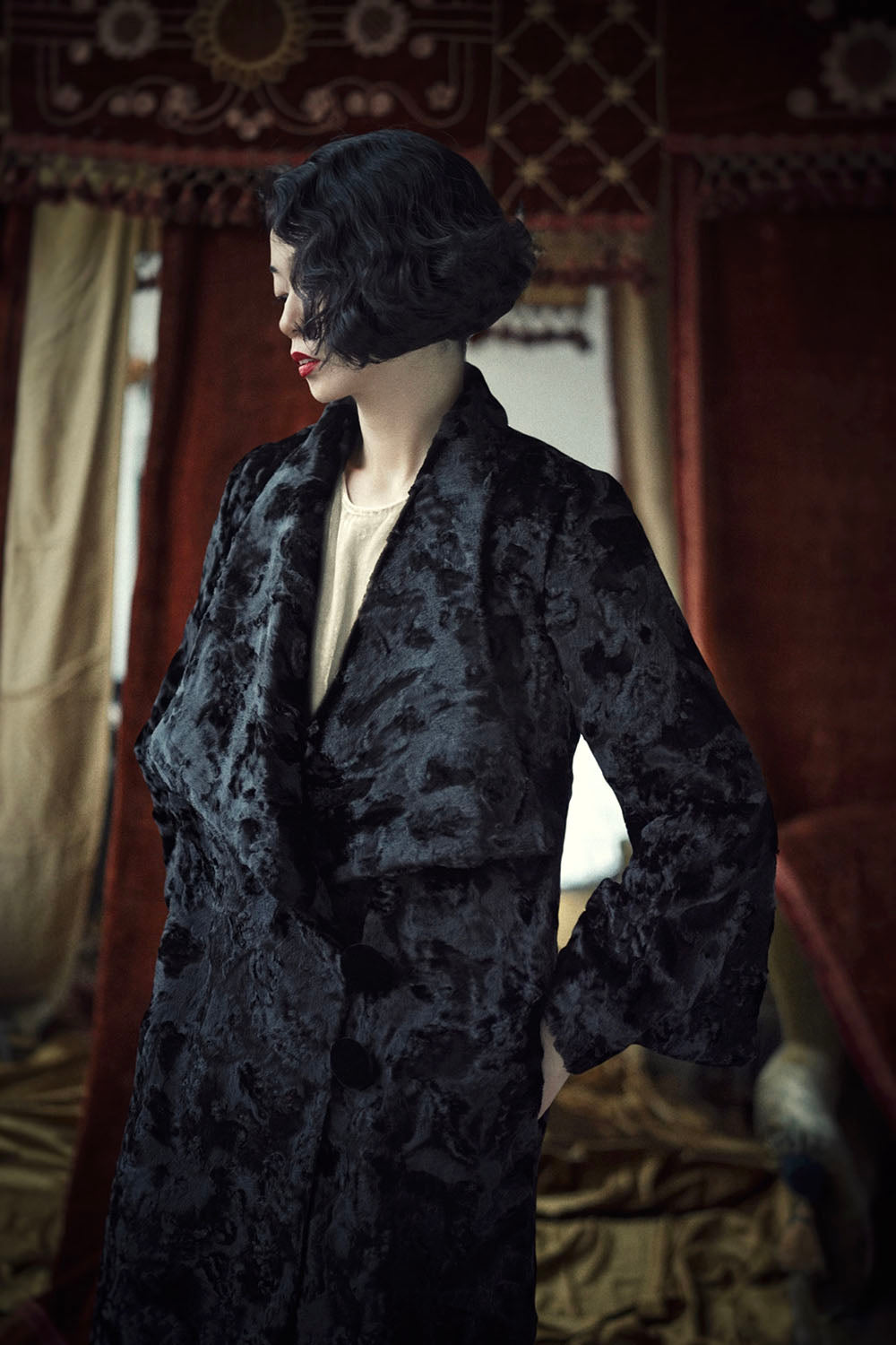 1920s｜Faux Mink Fur Modern Coat (with Scarf)
