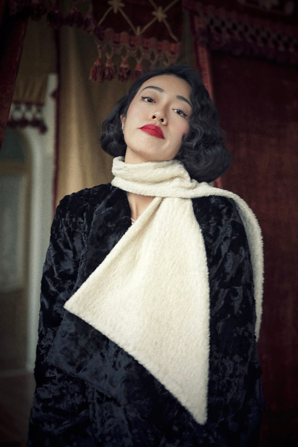 1920s｜Faux Mink Fur Modern Coat (with Scarf)