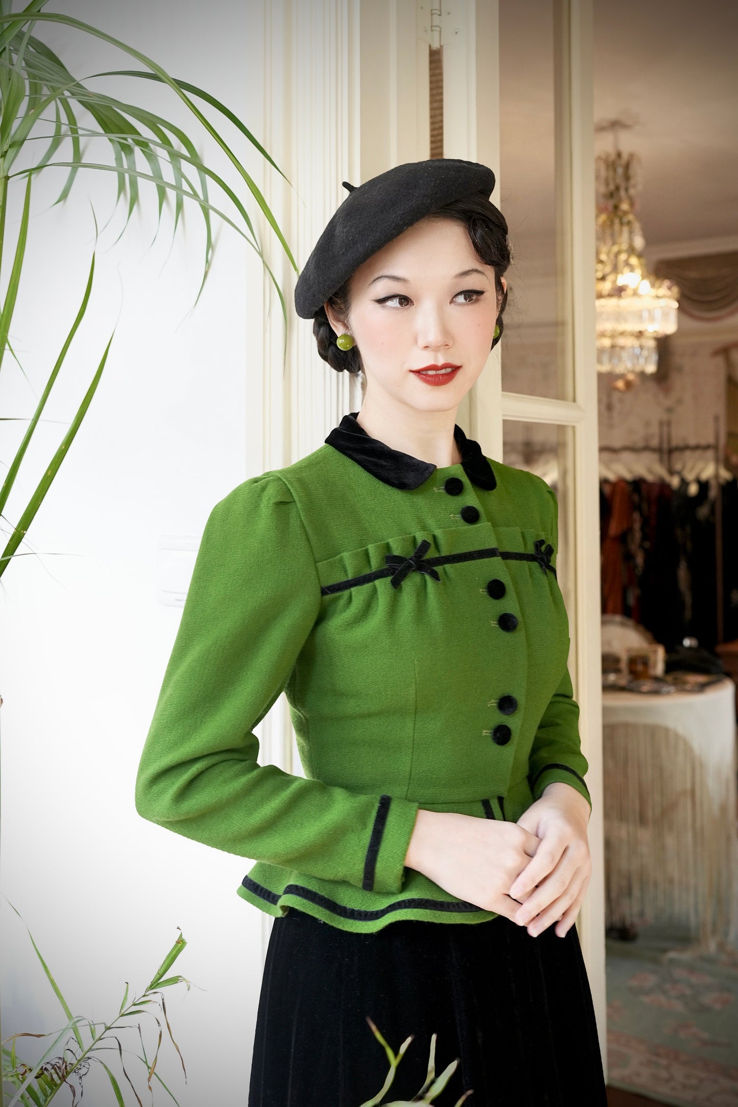 1930s｜Green Wool Double Georgette Jacket