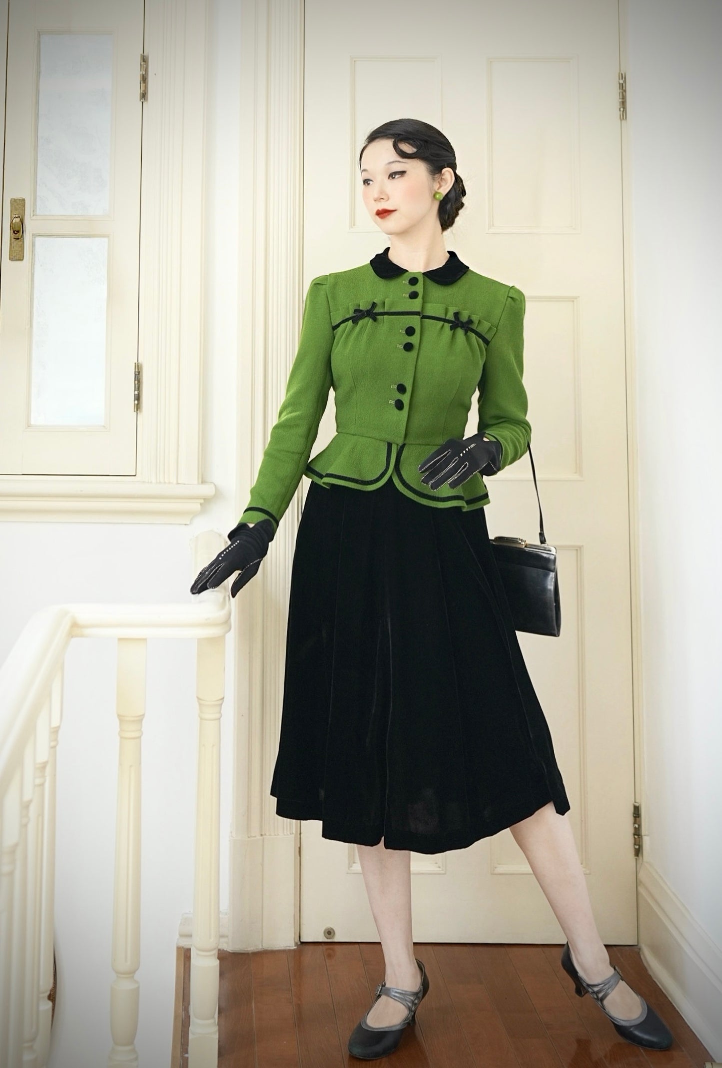 1930s｜Green Wool Double Georgette Jacket