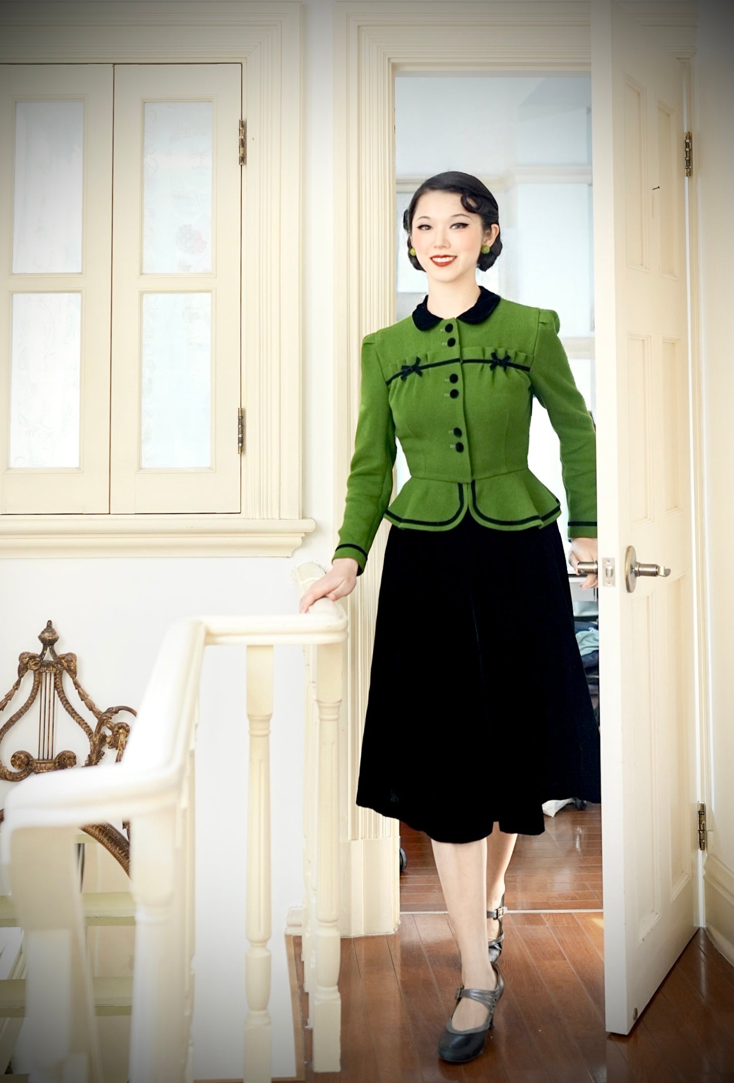 1930s｜Green Wool Double Georgette Jacket