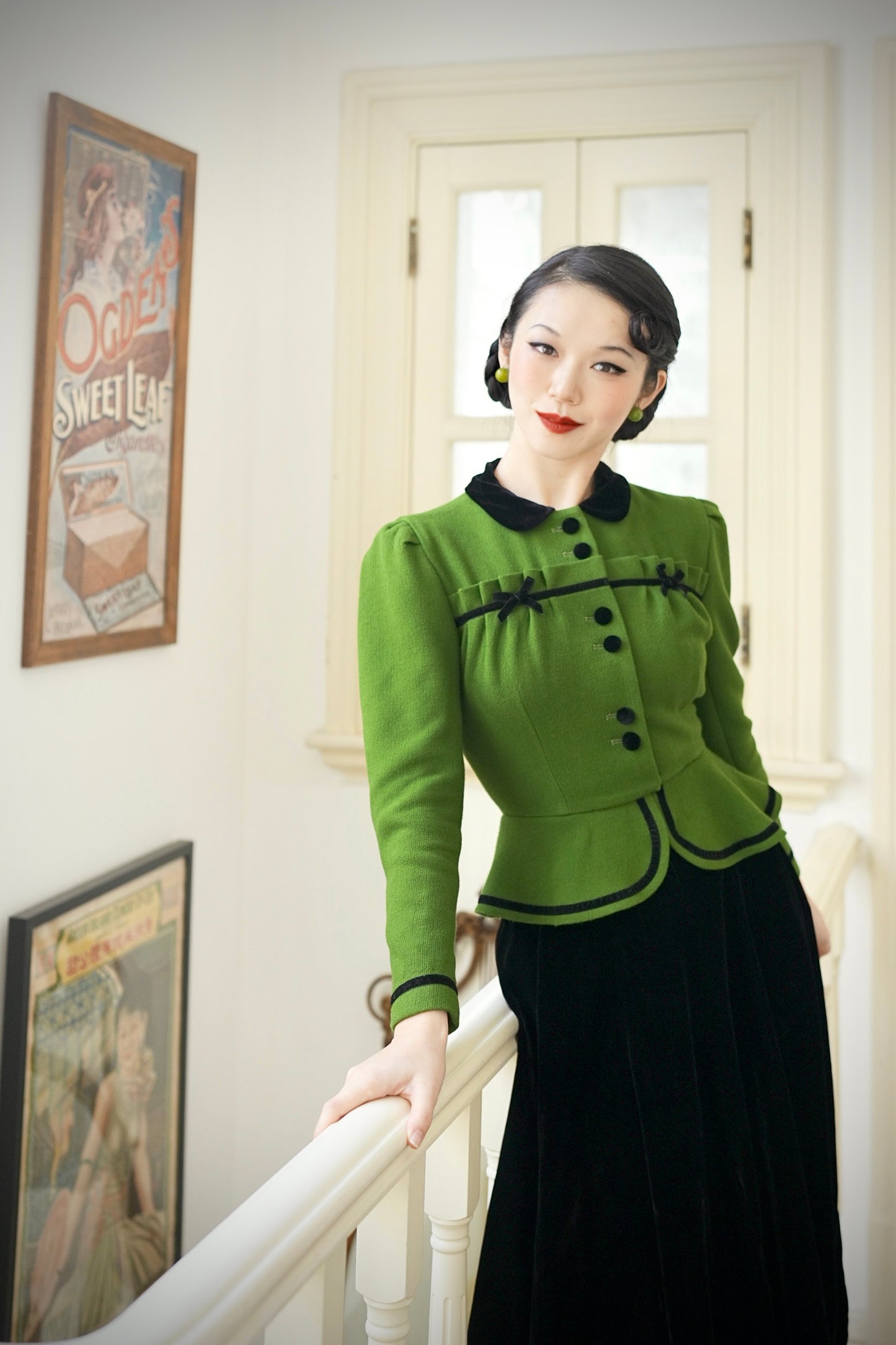1930s｜Green Wool Double Georgette Jacket