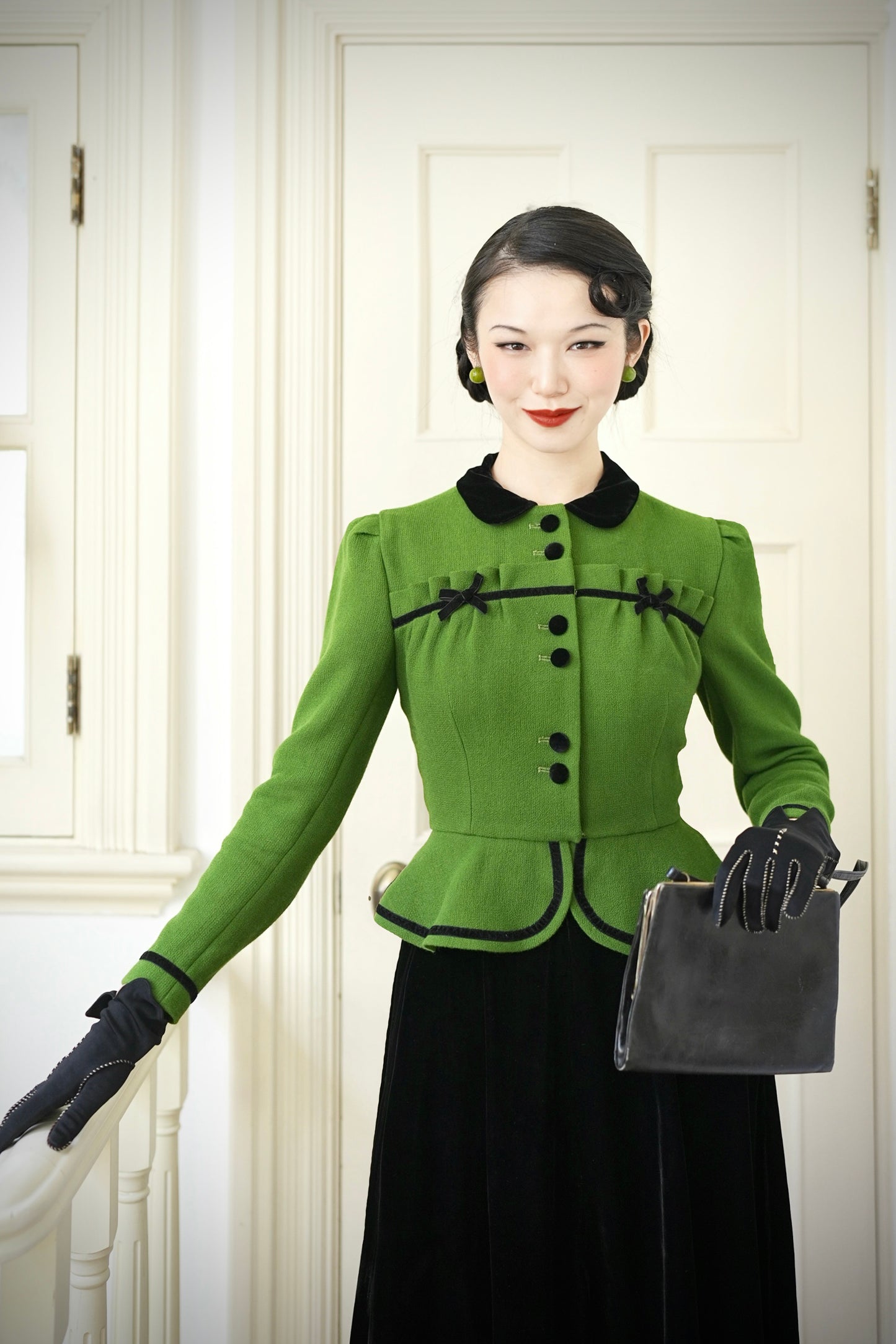 1930s｜Green Wool Double Georgette Jacket