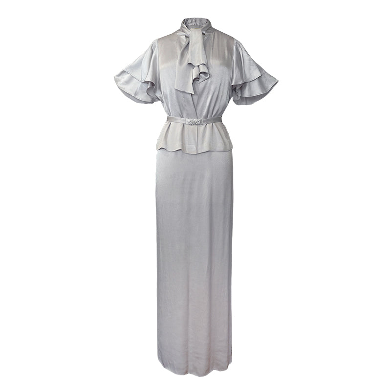 1930s｜Moon Goddess Silver Gown Set