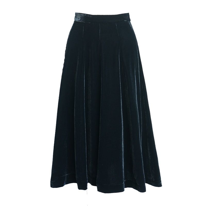 1930s｜High-Waist Black Velvet Skirt