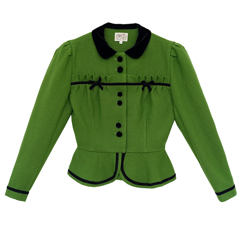 1930s｜Green Wool Double Georgette Jacket