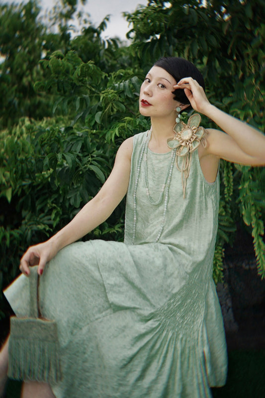 1920s | Green flower flapper dress