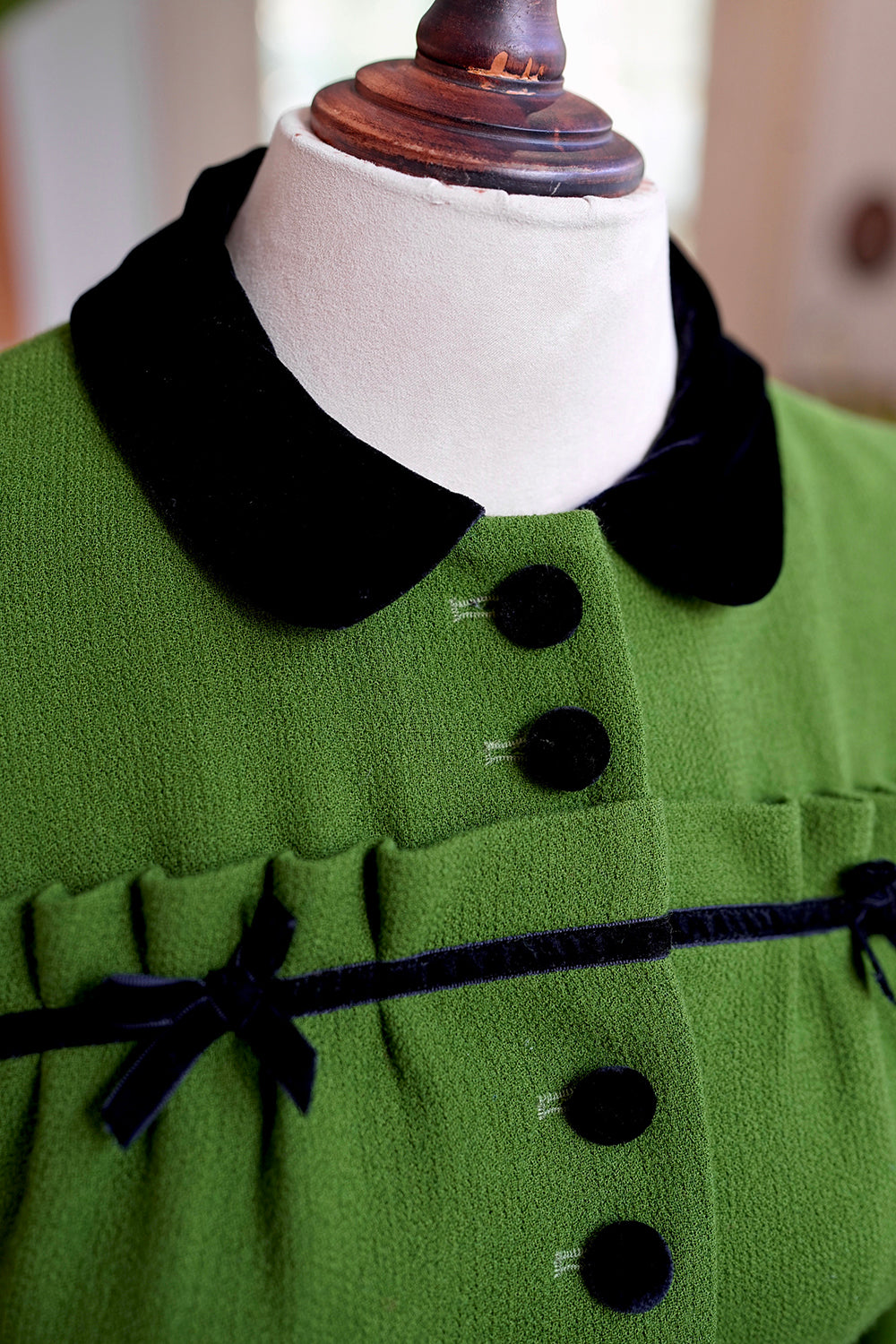 1930s｜Green Wool Double Georgette Jacket