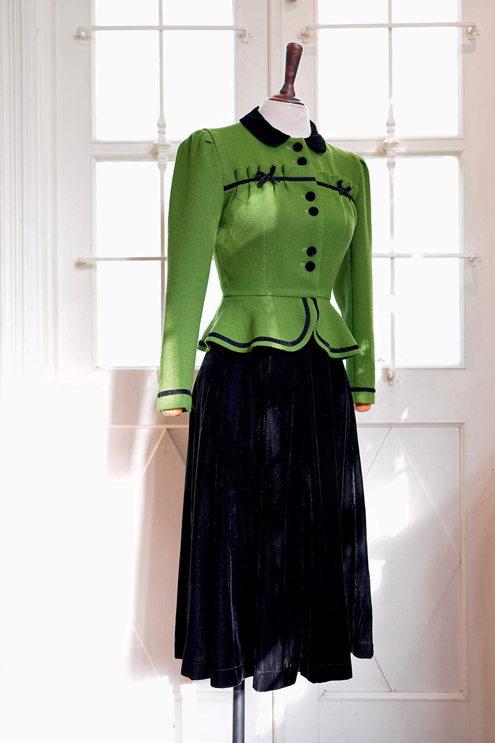 1930s｜Green Wool Double Georgette Jacket