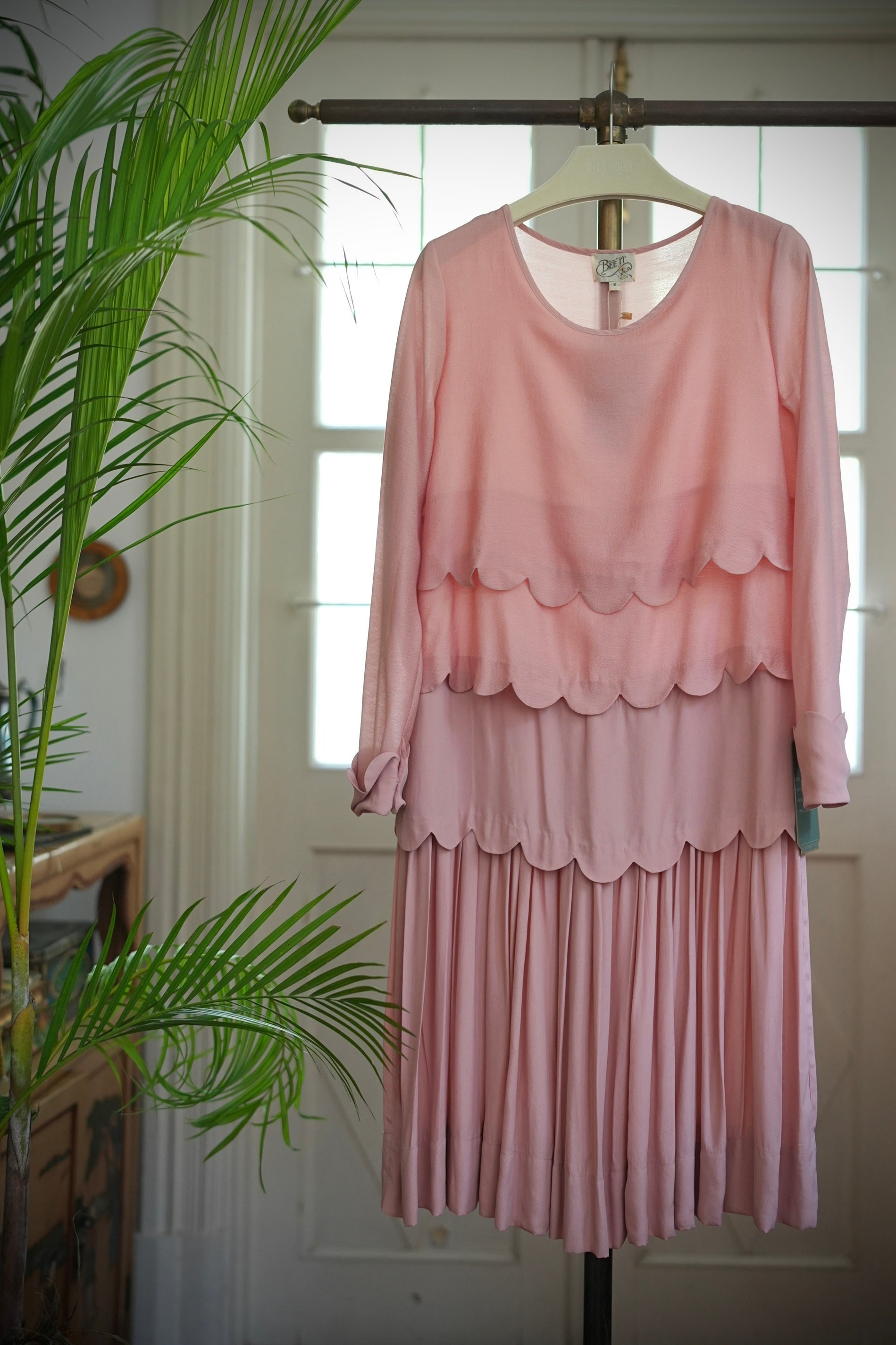 1920s|Pink Fluted Hem Dress – Bee's Knees