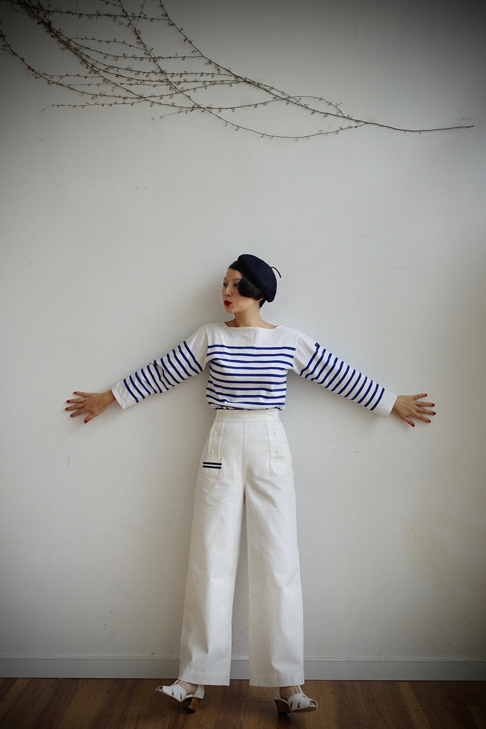 1940s | White Double-Breasted Sailor Pants