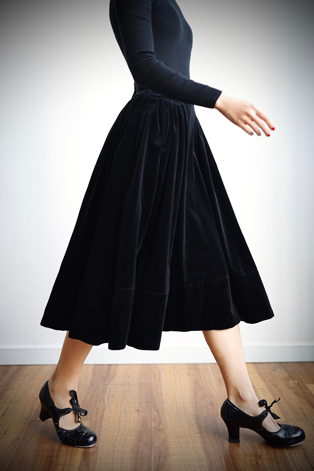 1950s｜Side-pleated Swing Skirt