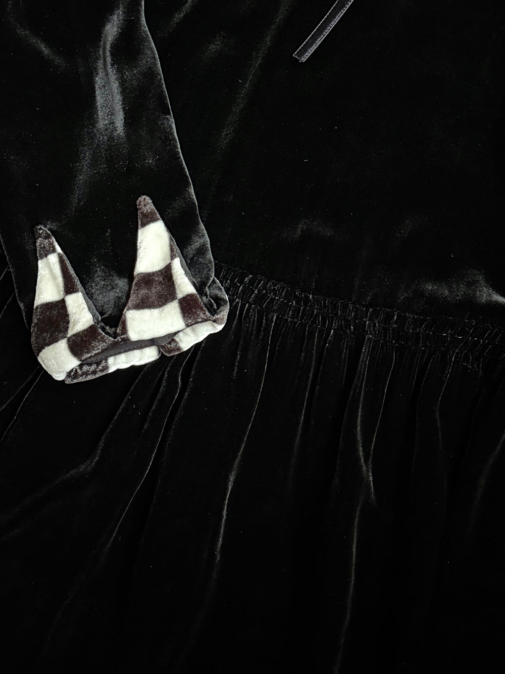 1920s｜ Black and White Checkered Velvet Dress