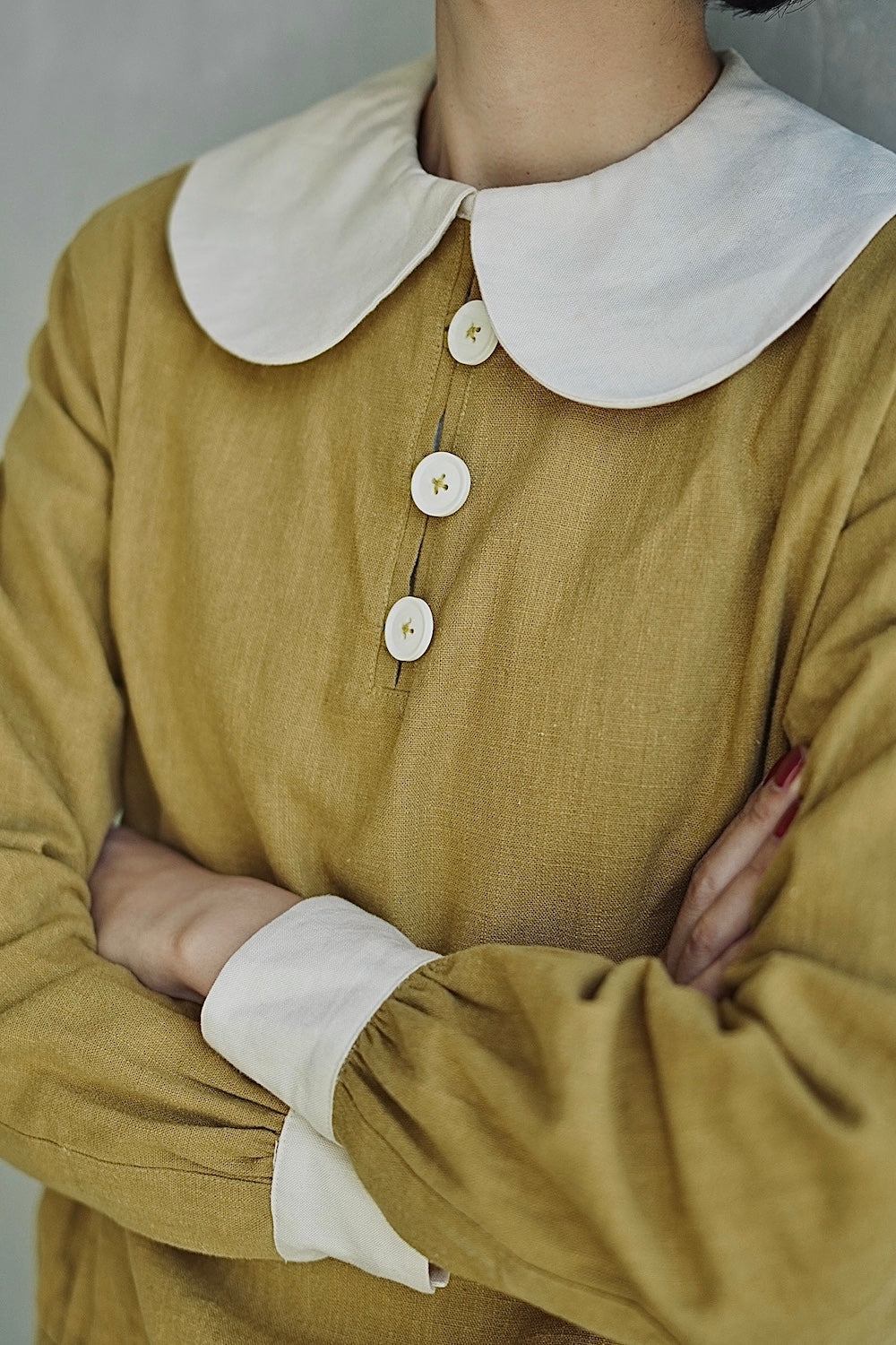 1920s ｜Doll-Collar Pleated Dress Set (Black&Yellow)