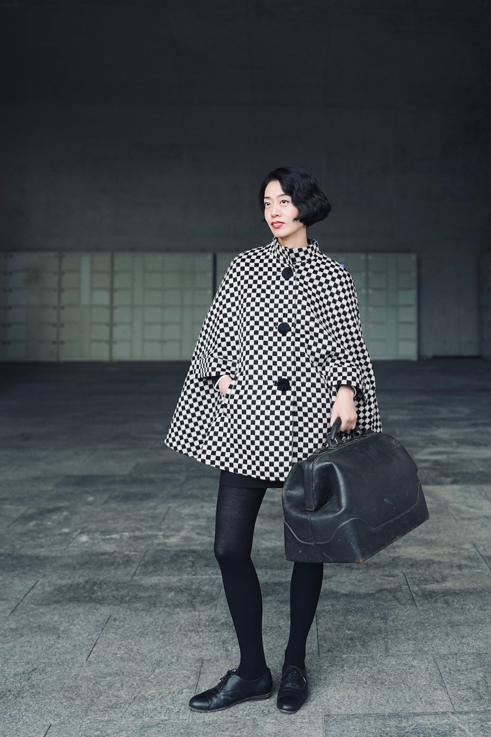 1960s｜Checkered Wool Cape