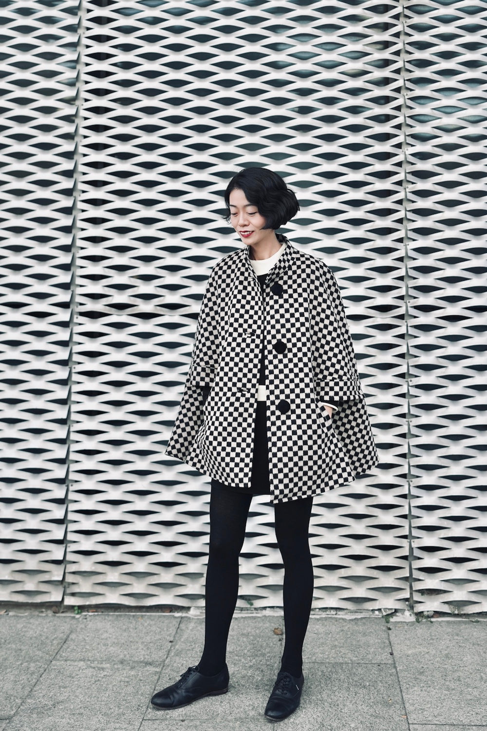 1960s｜Checkered Wool Cape