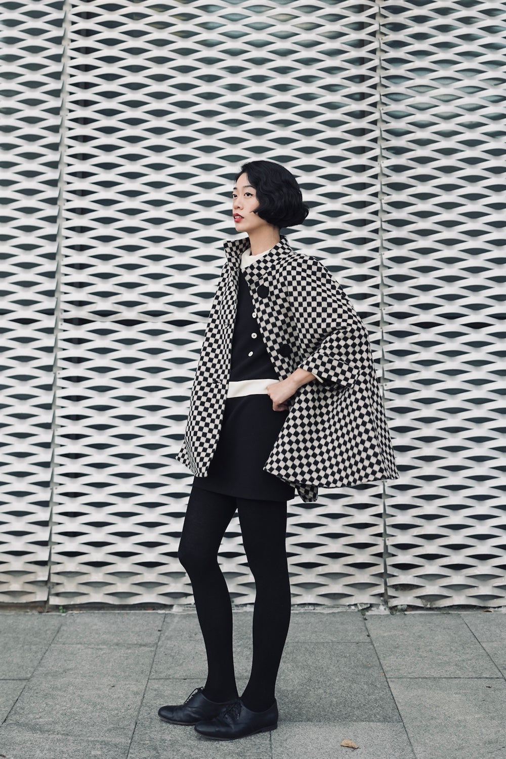 1960s｜Checkered Wool Cape