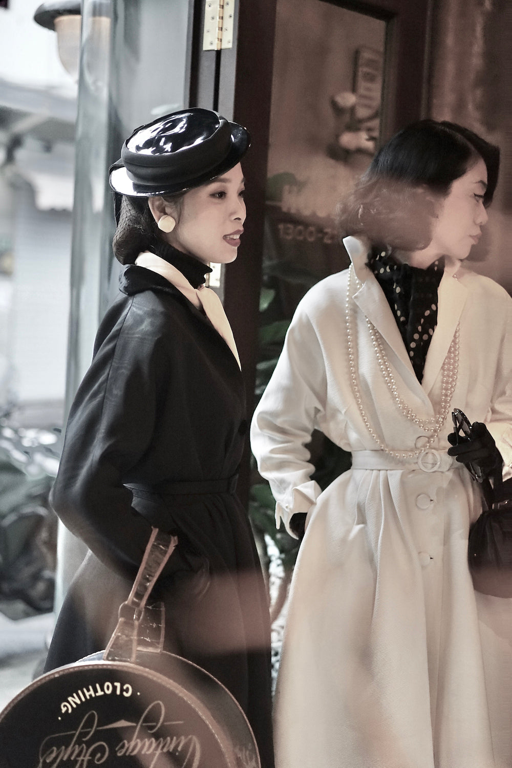 1950s｜Classic Trench Coat Dress｜ Black&White