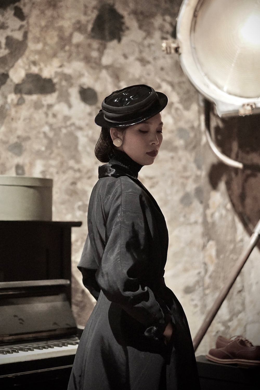 1950s｜Classic Trench Coat Dress｜ Black&White