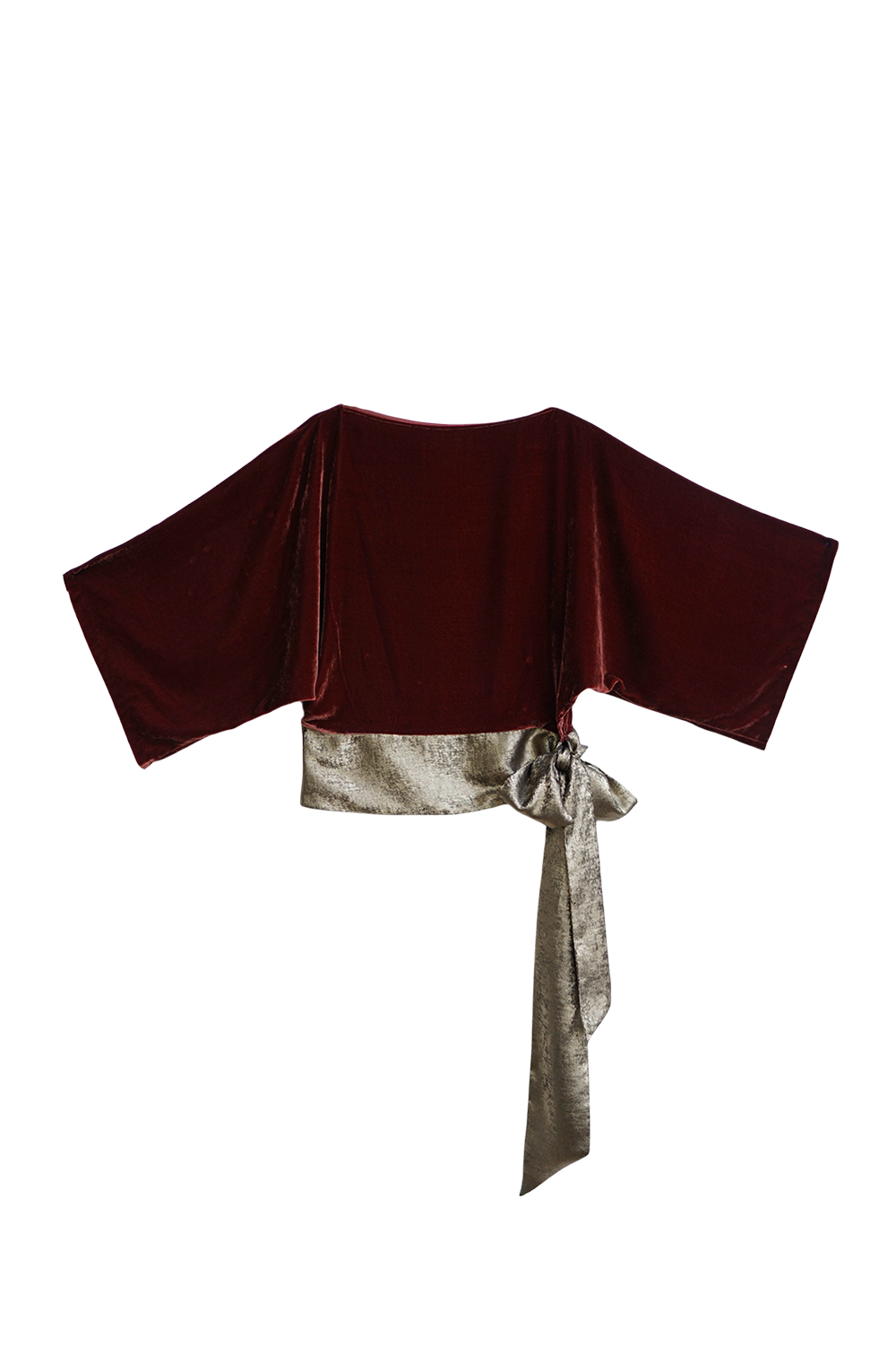 1920s｜Burgundy Velvet Top With Gold Belt