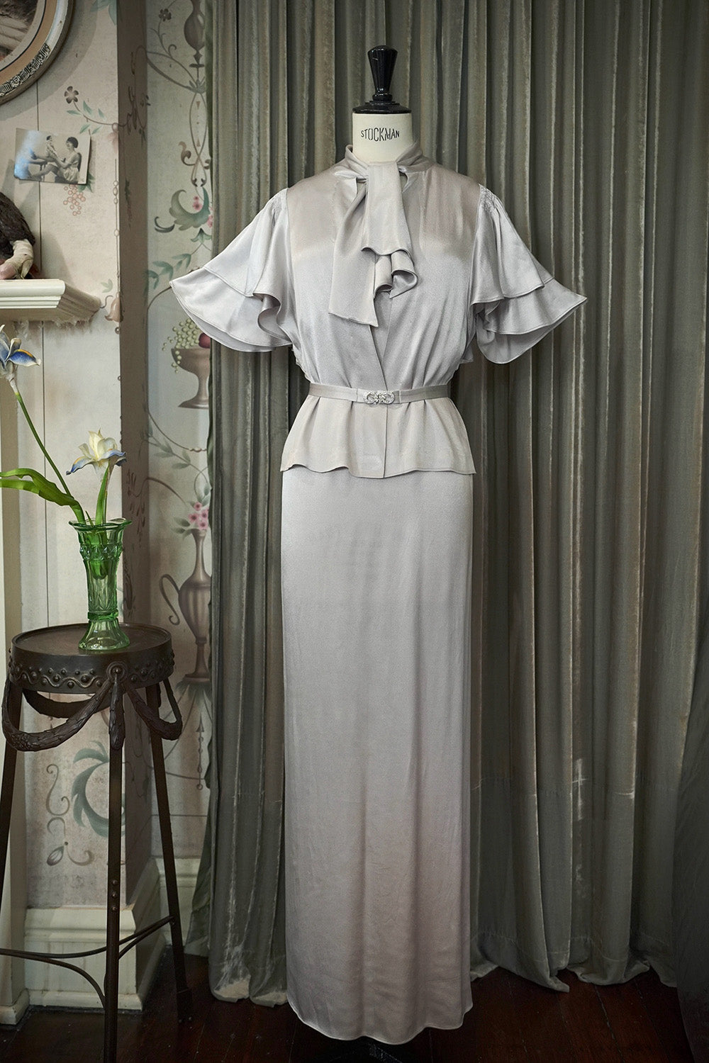 1930s｜Moon Goddess Silver Gown Set