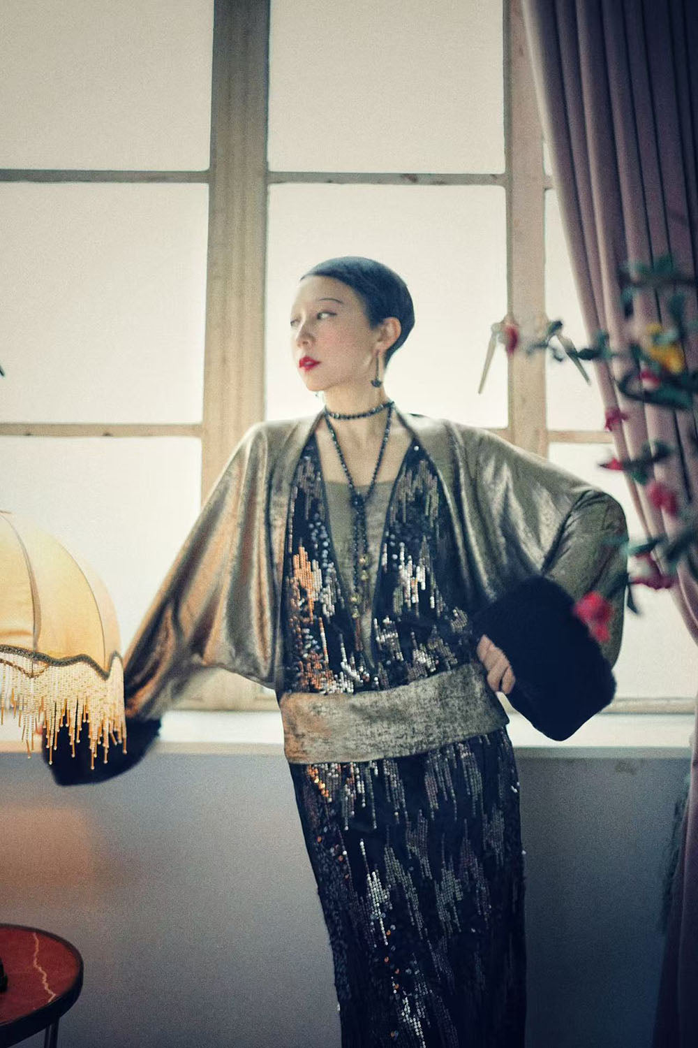 1920s｜Gold Sequin Paneled Dress