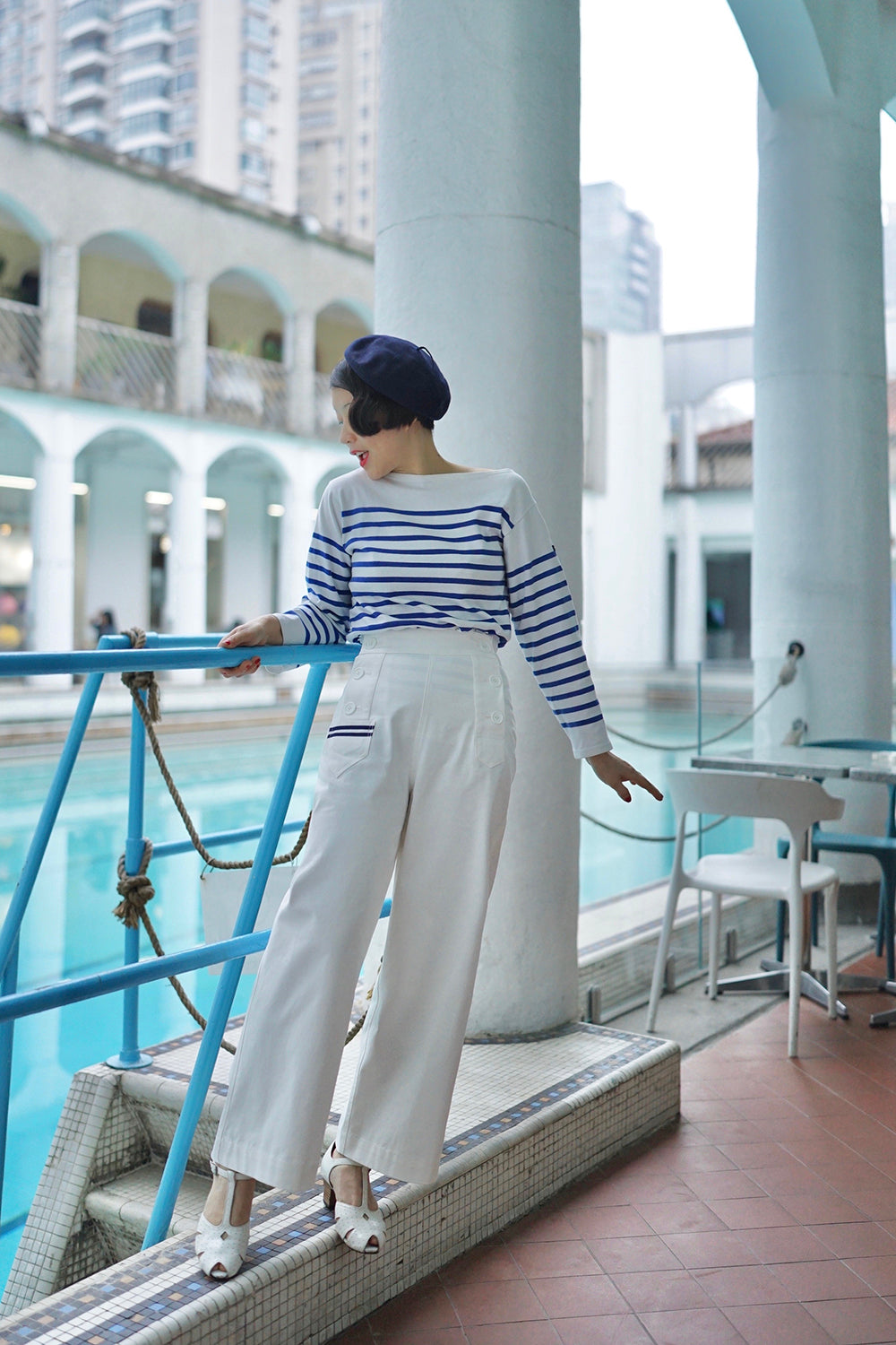 1940s | White Double-Breasted Sailor Pants