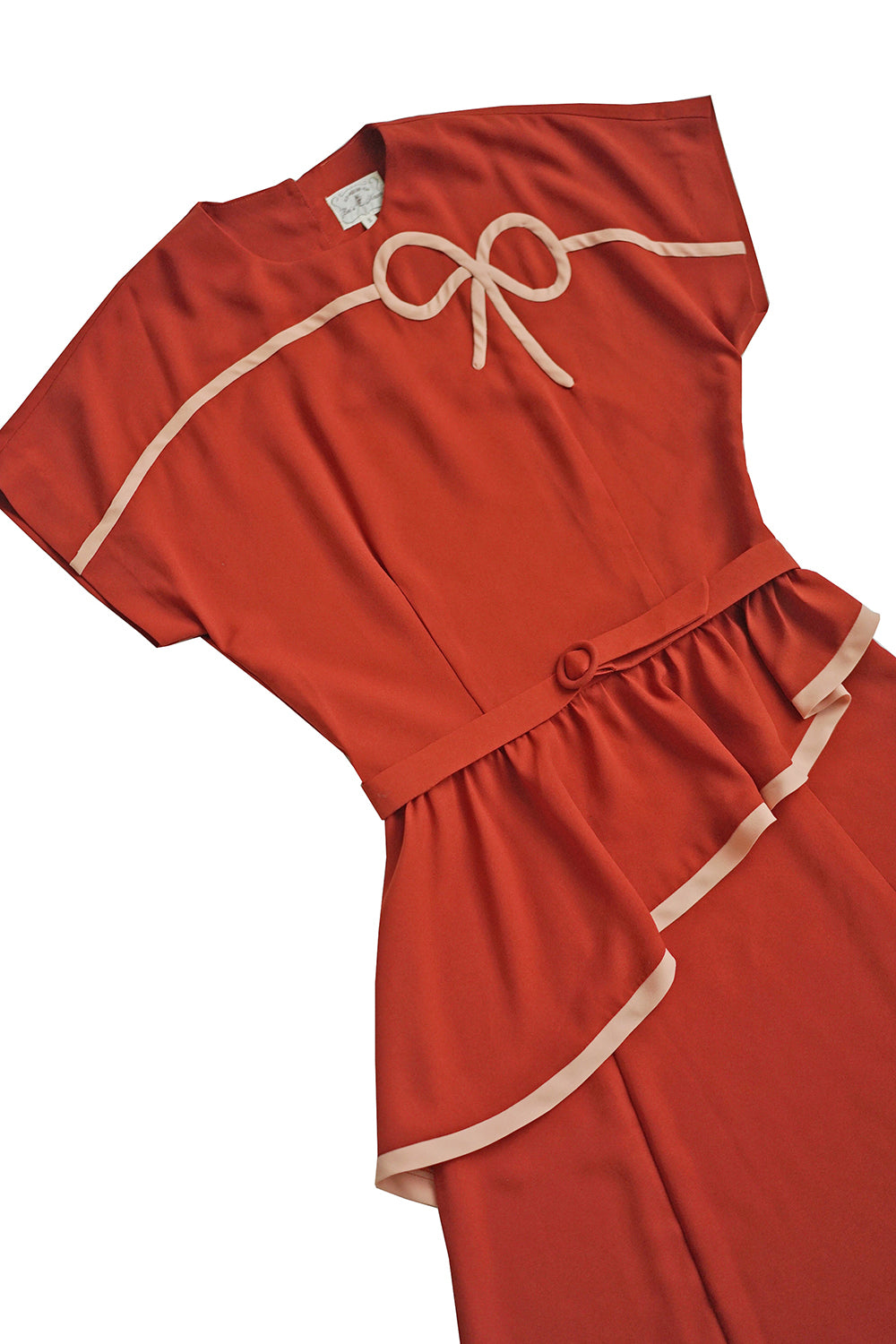 1940s｜Bows Peplum Dress（Orange / Navy）