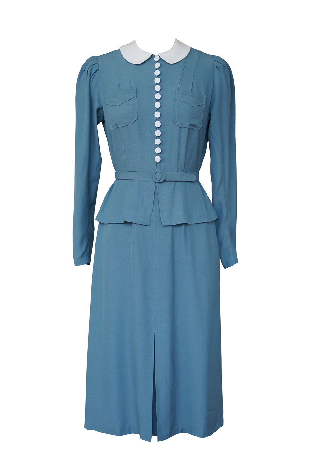 1930s｜1939 Miss Secretary Botton Peplum Dress