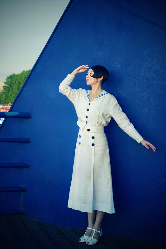 1910s｜Double-Breasted Sailor Set｜Jacket&Skirt
